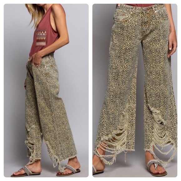 NEW Pol clothing destructed leopard pants - Picture 1 of 11